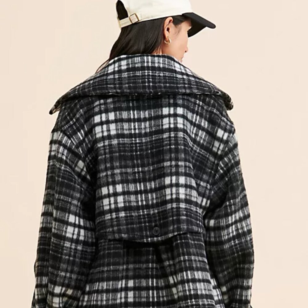 FREE PEOPLE Highlands Wool blend Peacoat in Salt & Pepper - Picture 4 of 8